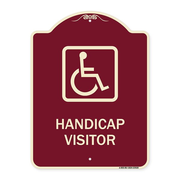 Signmission Handicap Visitor With Graphic Heavy-Gauge Aluminum Architectural Sign, 24" x 18", BU-1824-23920 A-DES-BU-1824-23920 - main